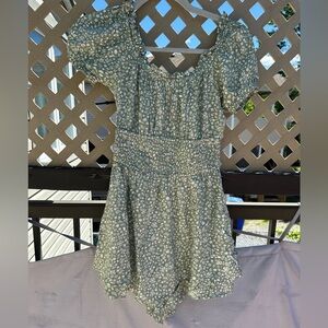 Womens smocked corset mini dress with built in shorts